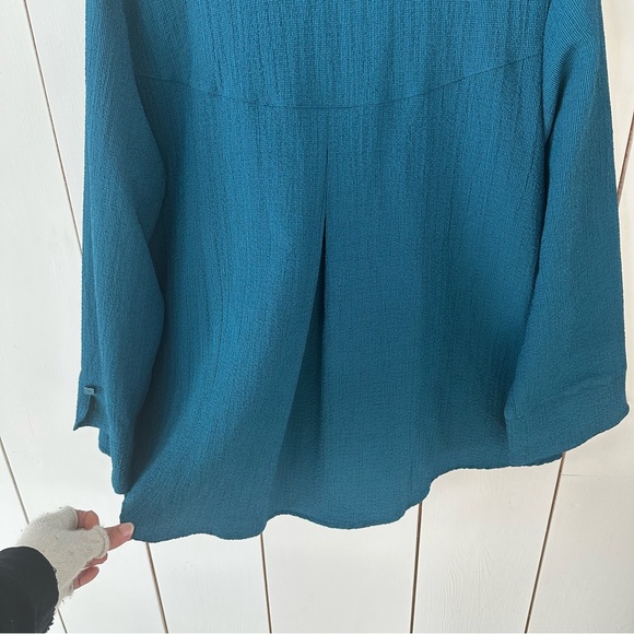 Habitat Textured Button-Up Swing Top Sz L Teal Blue - Picture 8 of 10